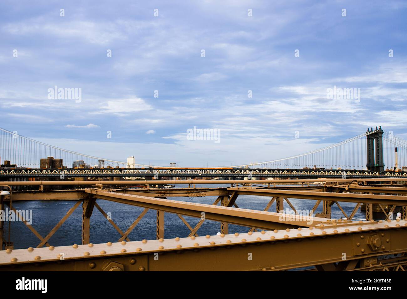 A beautiful shot of the Brooklyn Bridge over the East River Stock Photo ...