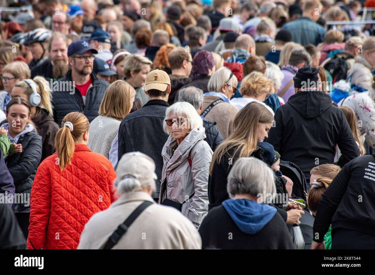 Crowded Keskustori in Tampere, Finland Stock Photo