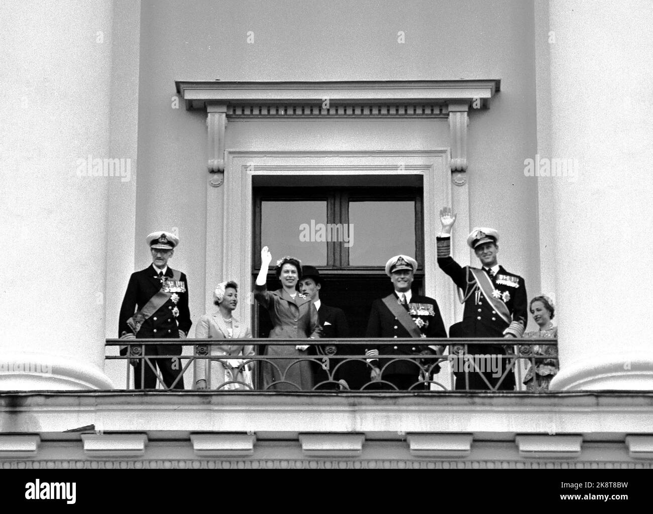 Oslo 19550624. Queen Elizabeth II on a state visit to Norway with her
