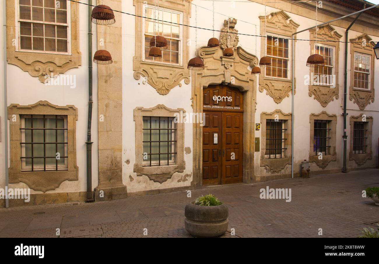 Portugal, Viseu, street scene, historic architecture Stock Photo
