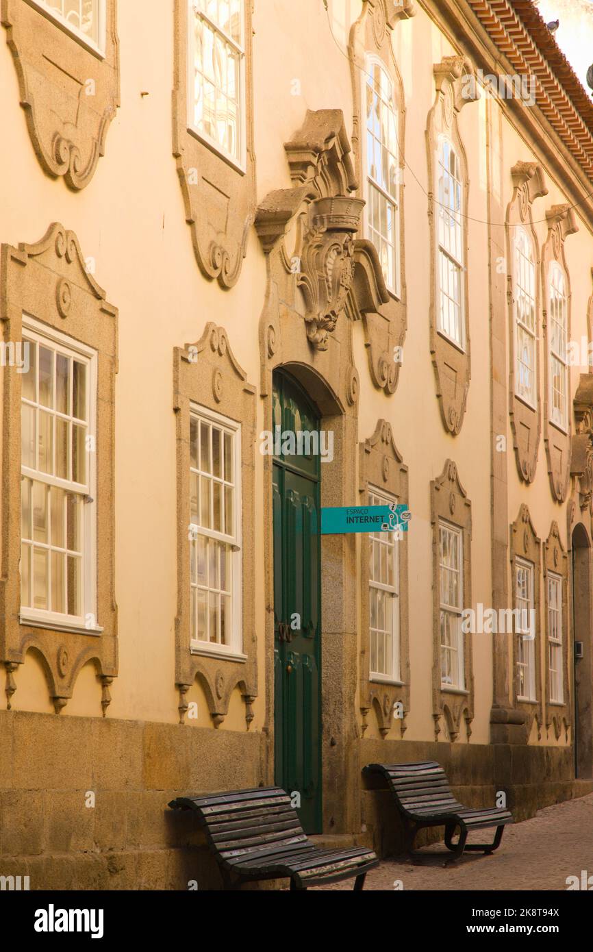 Portugal, Viseu, street scene, historic architecture, Stock Photo