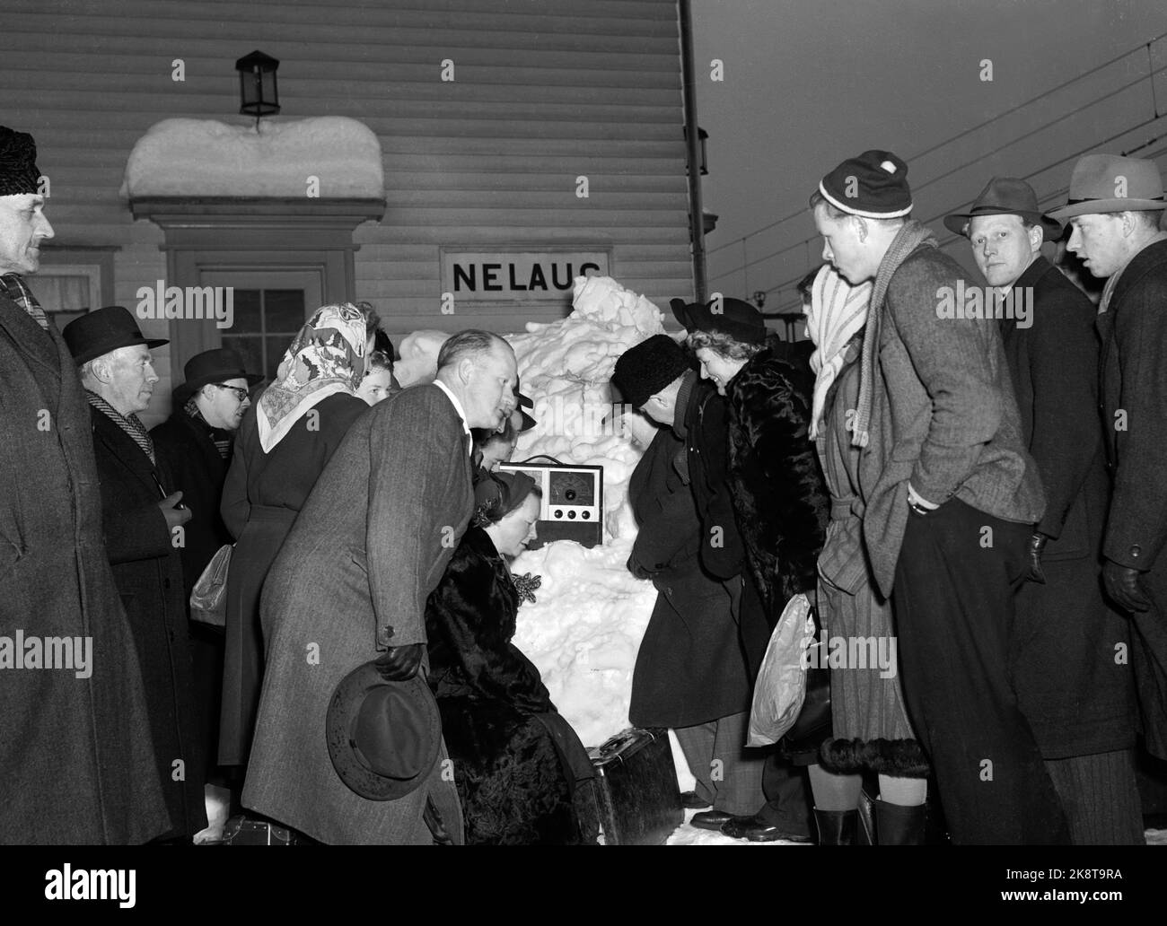 Nelaug station 19510207 Strong snowfall over the southern part of the