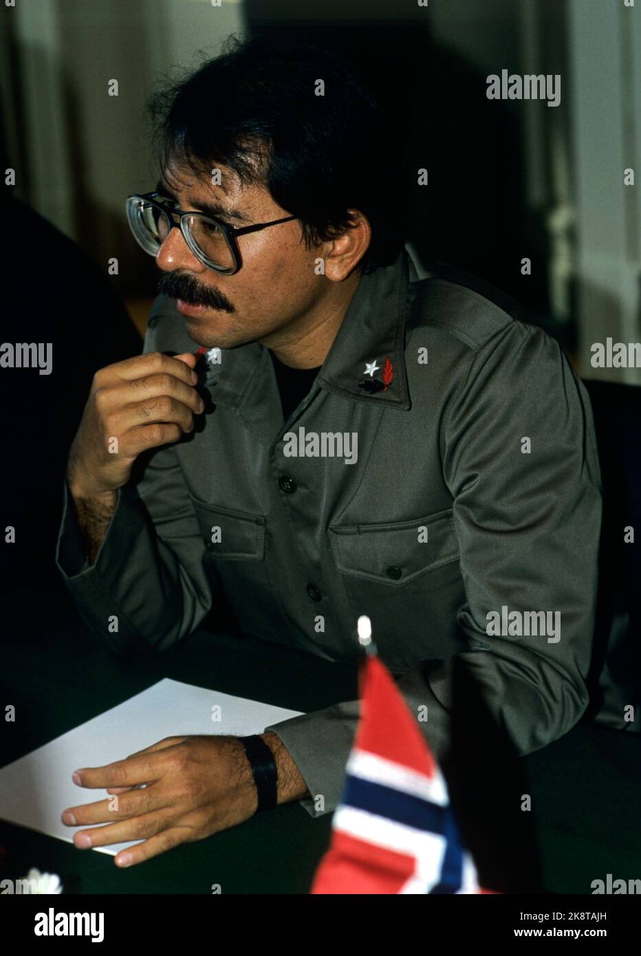 Oslo 19890428 Daniel Ortega, President of Nicaragua. Here on state visits to Oslo. Photo: Olav Olsen / NTB Stock Photo