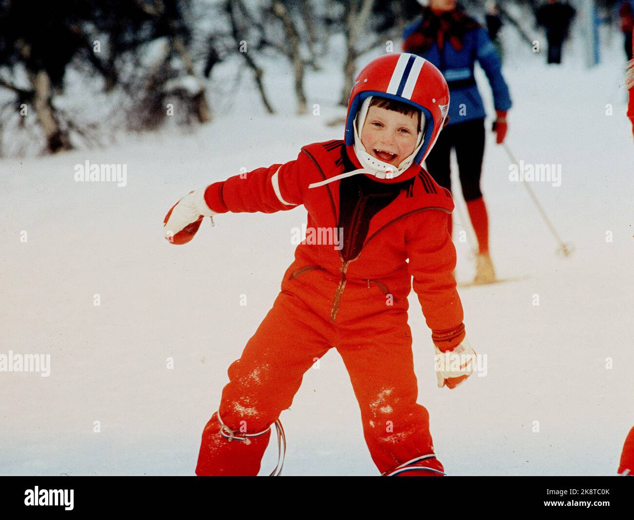 Gausdal 197703: Princess Märtha Louise photographed in the ski slope, about 5 1/2 years old. - Childhood Pictures - NTB Stock Photo: Svein Hammerstad / NTB Stock Photo
