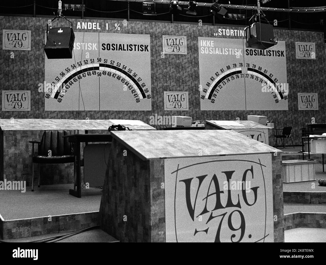 Oslo September 12, 1979. The election studio during the 1979 parliamentary elections. Photo: Bjørn Sigurdsøn / NTB / NTB Stock Photo