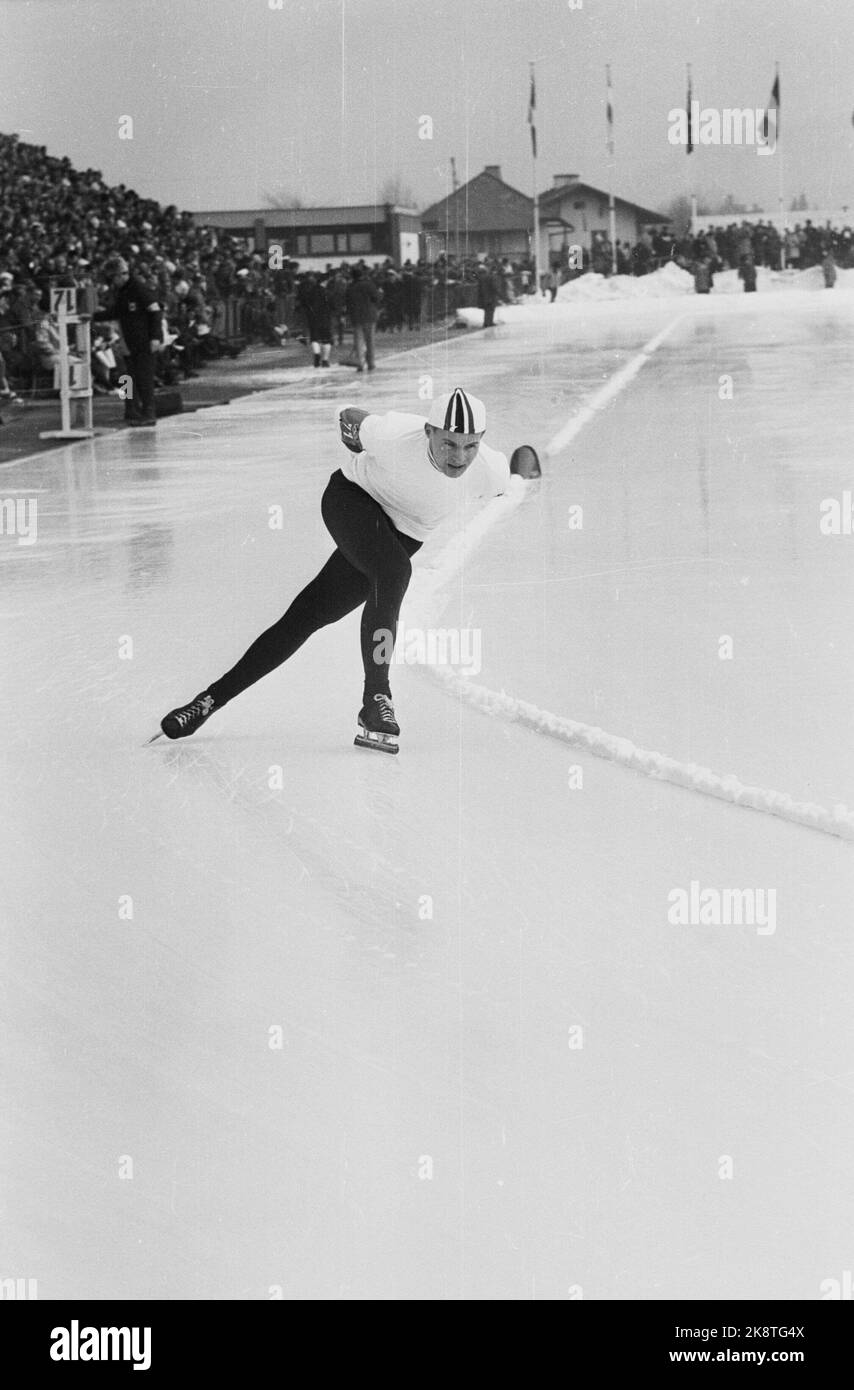 Innsbruck, Austria 196402 The 9th Olympic Winter Games. Fast skating, men, Knut Johannesen Kuppern in action. Knut Johannesen won 5000 meters and became No. 3 at 10,000 meters. Photo: Current / NTB Stock Photo