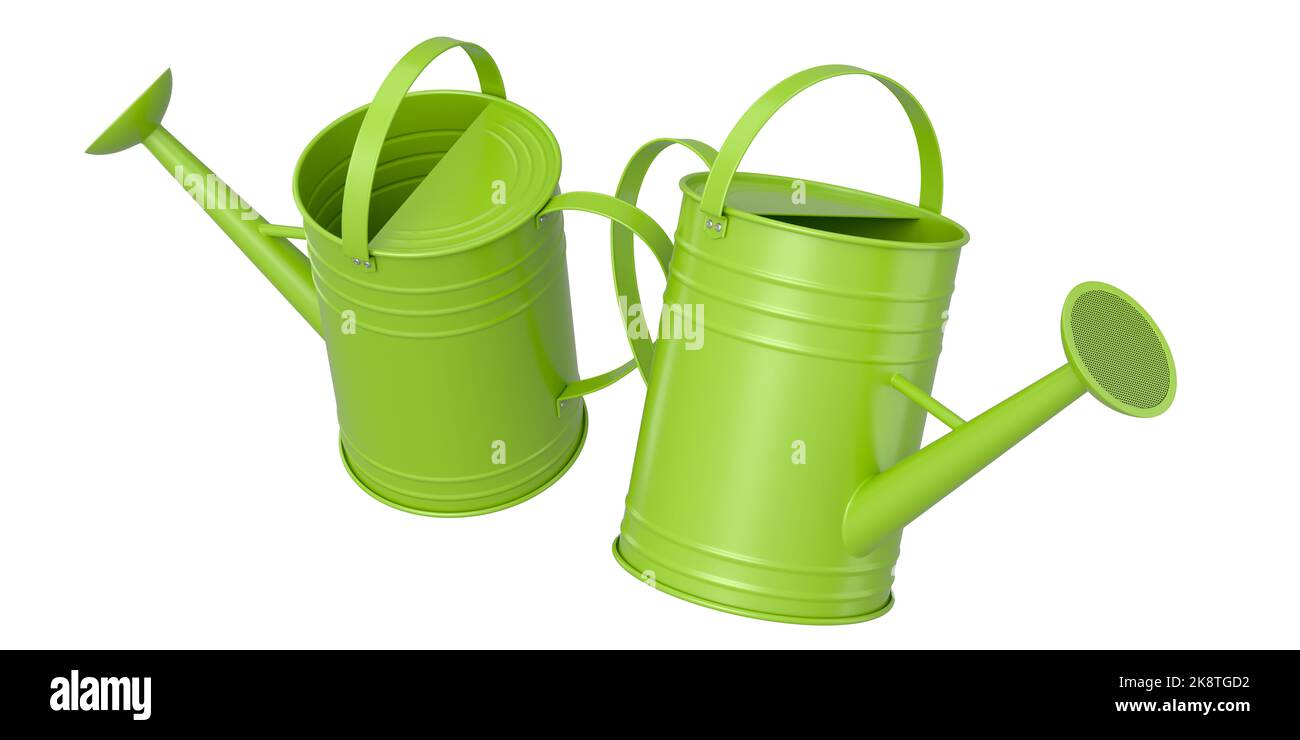 Set of watering can isolated on a white background. 3d render concept of gardening equipment tools for farm and harvesting Stock Photo