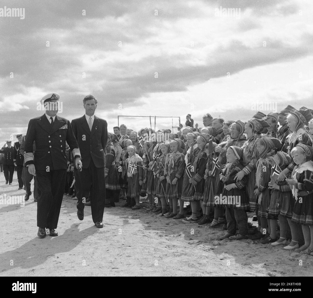 Kautokeino July 23, 1959. King Olav and Princess Astrid visit Northern