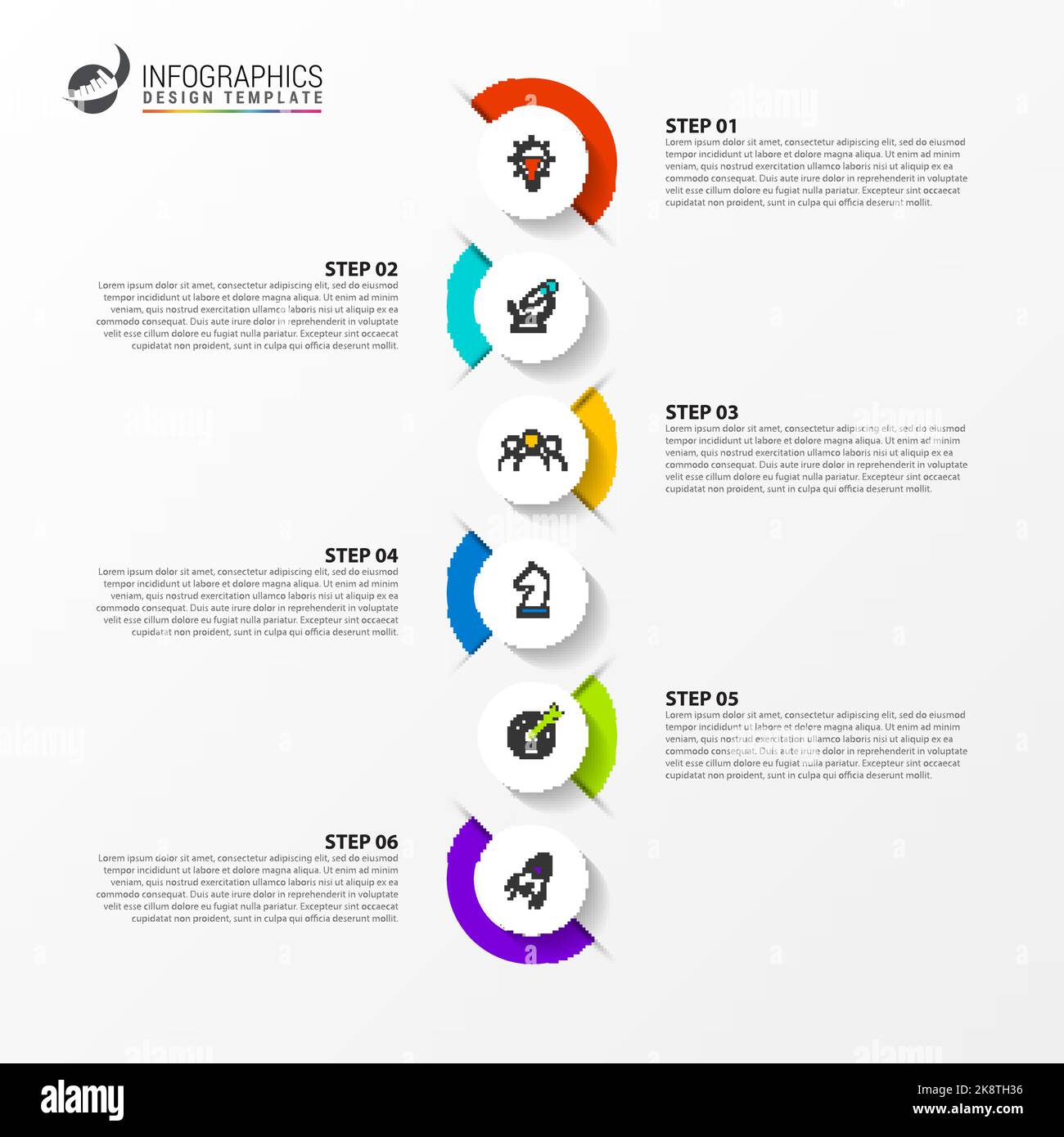 Infographic design template. Timeline concept with 6 steps. Can be used ...
