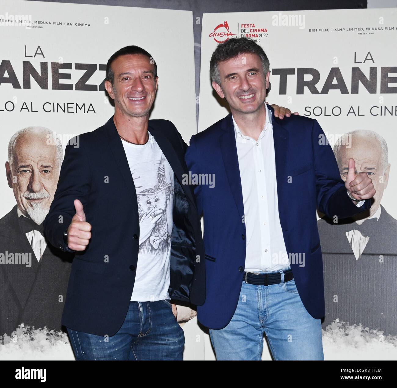 Milan, Italy. 24th Oct, 2022. Milan, Italy The strangeness feature by Roberto Andò, premiered at the Rome Film Festival with leading actors Toni Servillo, Ficarra and Picone In the picture: Ficarra and Picone Credit: Independent Photo Agency/Alamy Live News Stock Photo
