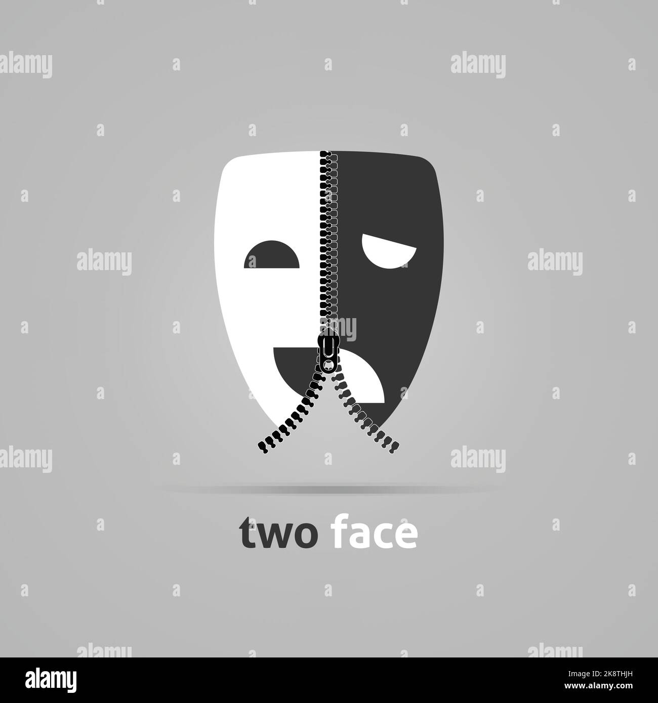 theater masks. Creative concept with zipper. Vector illustration Stock Vector