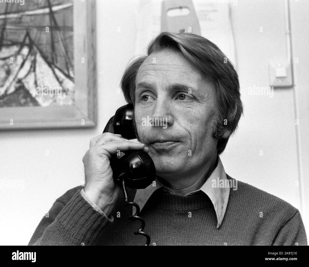 Oslo 197311. Bjørn Sand is the man behind the Kverulant Stutum, who calls Totto Osvold in the radio program Nattata, and has simple solutions to the world's problems. Photo Ivar Aaserud / Current / NTB Stock Photo