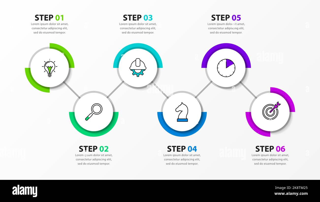 Infographic design template. Timeline concept with 6 steps. Can be used ...