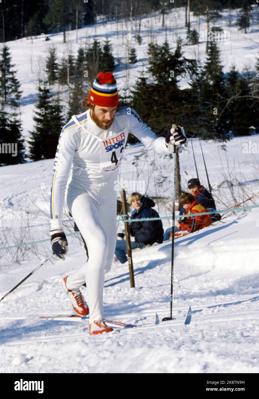 Oslo 198202 World Cup at Ski Oslo 1982. 30km cross country, men. Image: Thomas Wassberg (Sve), action of 30km, 20 February 1982. Photo: Erik Thorberg / NTB / NTB Stock Photo