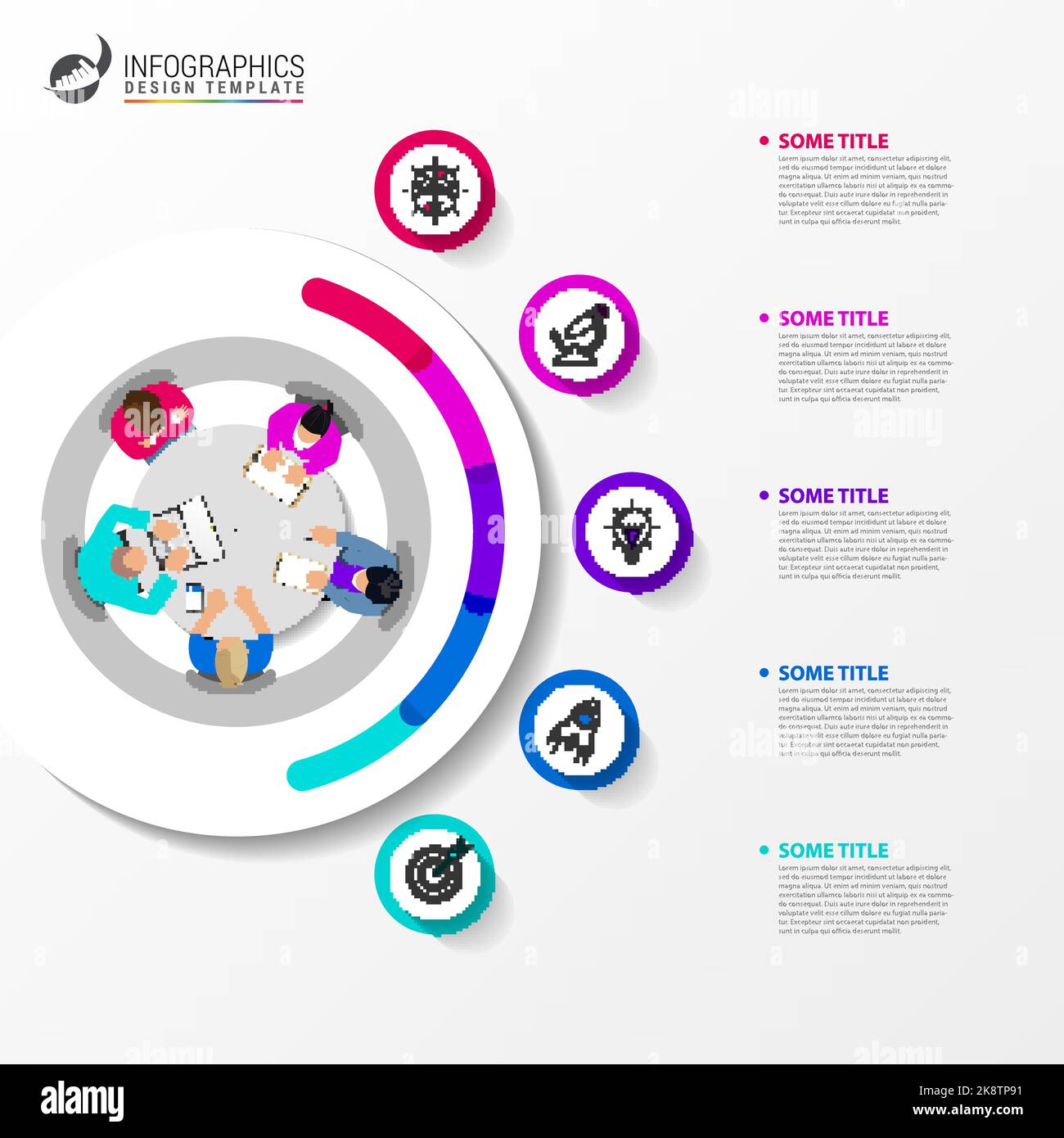 Infographic design template. Creative concept with 5 steps. Can be used for workflow layout, diagram, banner, webdesign. Vector illustration Stock Vector