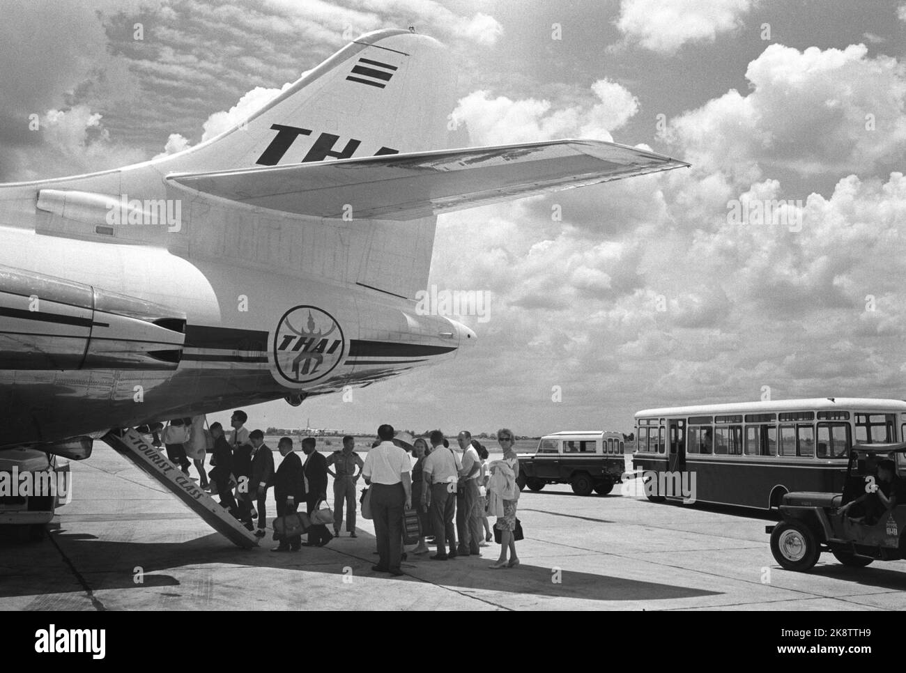 Bangkok June 5, 1965, Thailand. For 5 years, the airline SAS has built up Thai Airways International Ltd (Thai International) in Thailand, for mutual joy and benefit. The company has three caravels and about 700 employees of which 37 Scandinavians. Here from Bangkok airport. Photo: Sverre A. Børretzen / Current / NTB Stock Photo