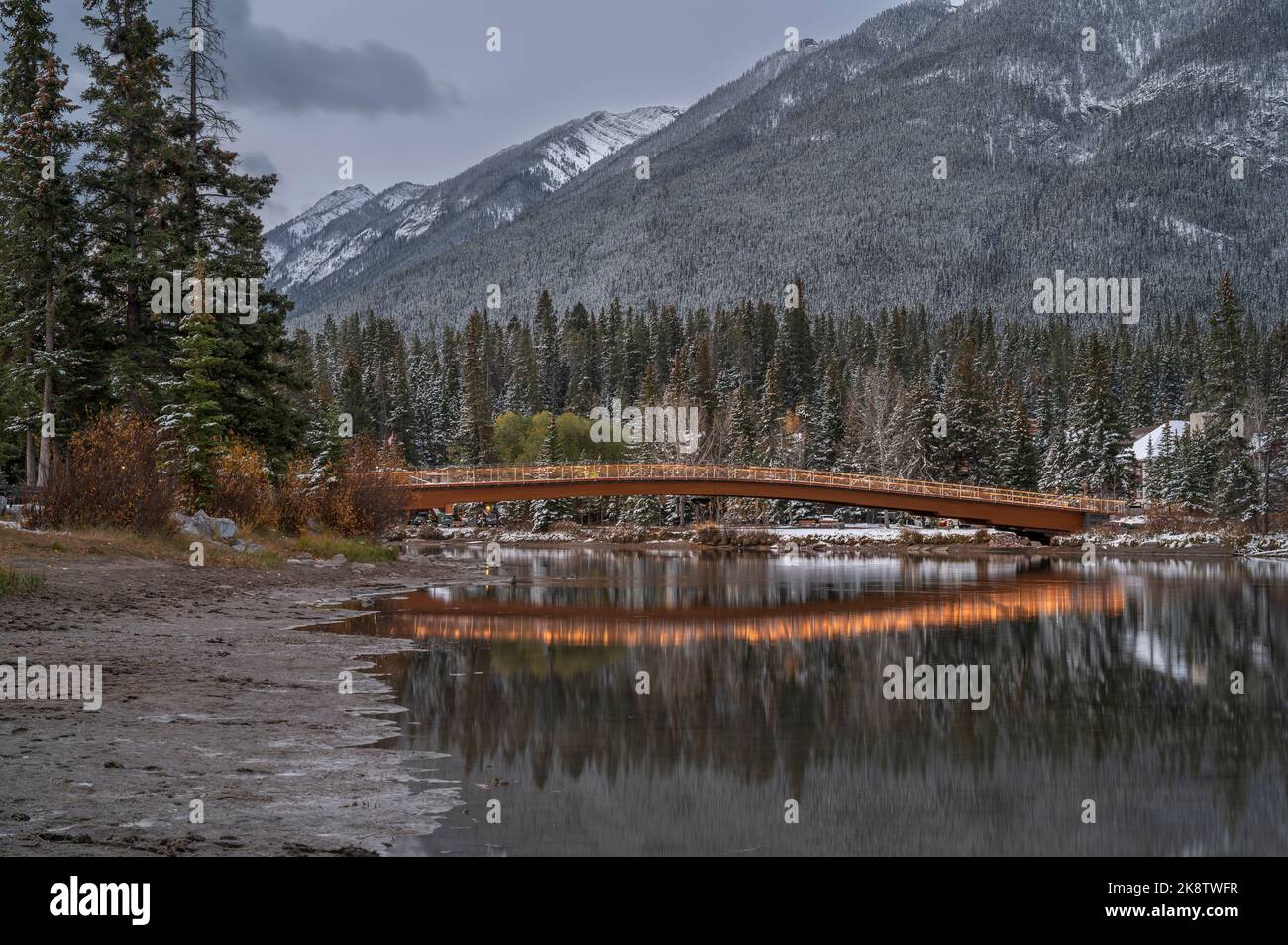 Pedestrian Bridge over the Bow River in the town of Banff in Banff ...