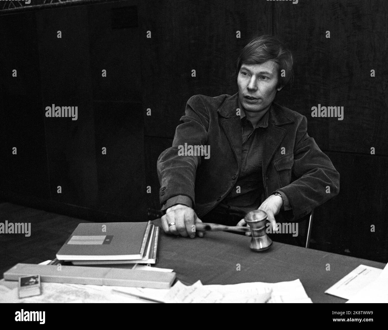 Oslo on March 24, 1973. 'Another generation Gerhardsen has been given a central position in the labor movement. Rune Gerhardsen has been elected as new chairman of the AUF at a national meeting characterized by strong contradictions. The new chairman will get a hard job of managing and gathering the organization.' Photo: Terje Akerhaug / Current / NTB Stock Photo