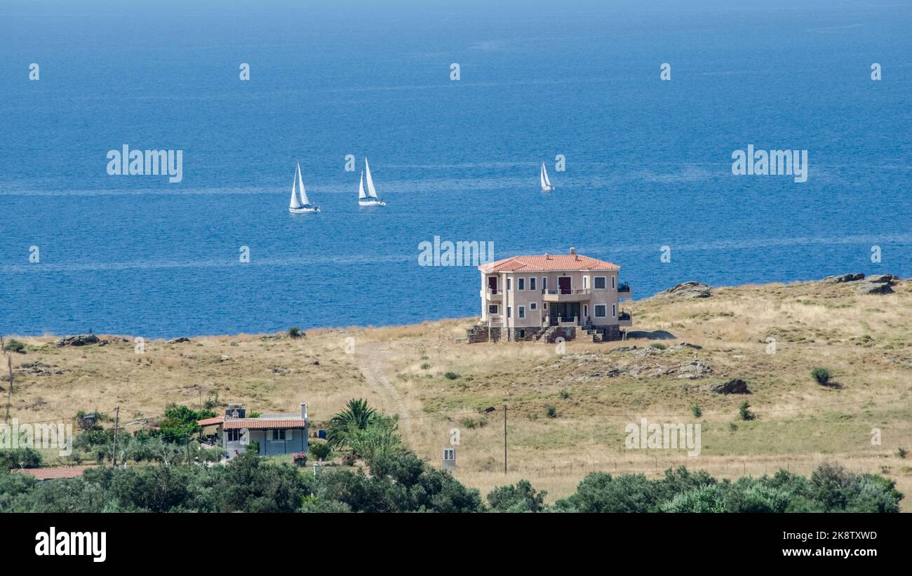House in Karystos. A touristic place for Summer vacation in Evia island.Greece Stock Photo