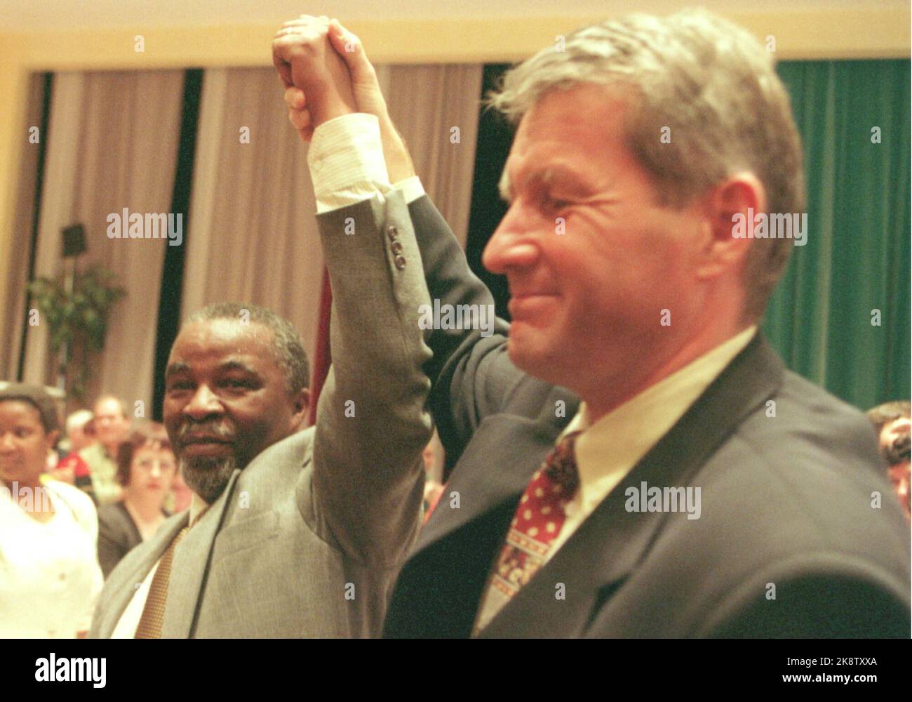 South Africa's Vice President Thabo Mbeki and Prime Minister Thorbjørn Jagland at the Labor Party's 56th ordinary national meeting. Mbeki today spoke to the national meeting. Stock Photo
