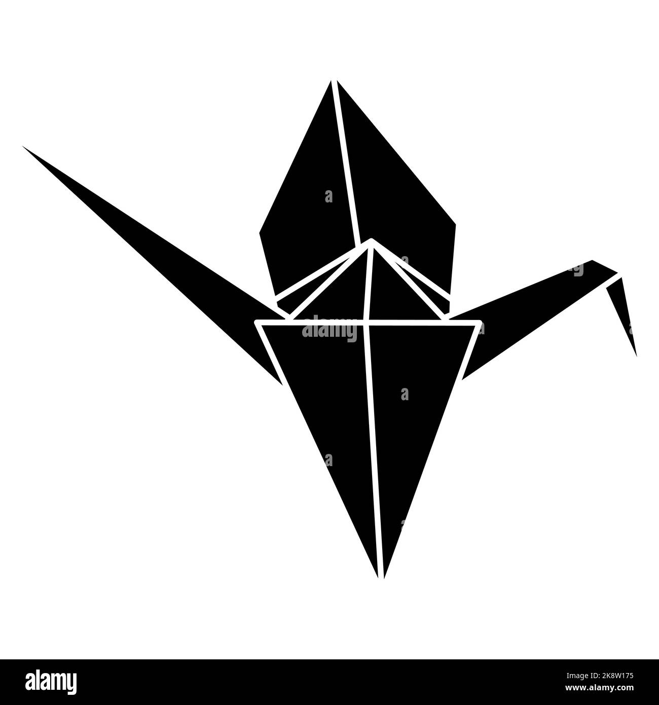 Origami crane vector silhouette illustration icon isolated on white