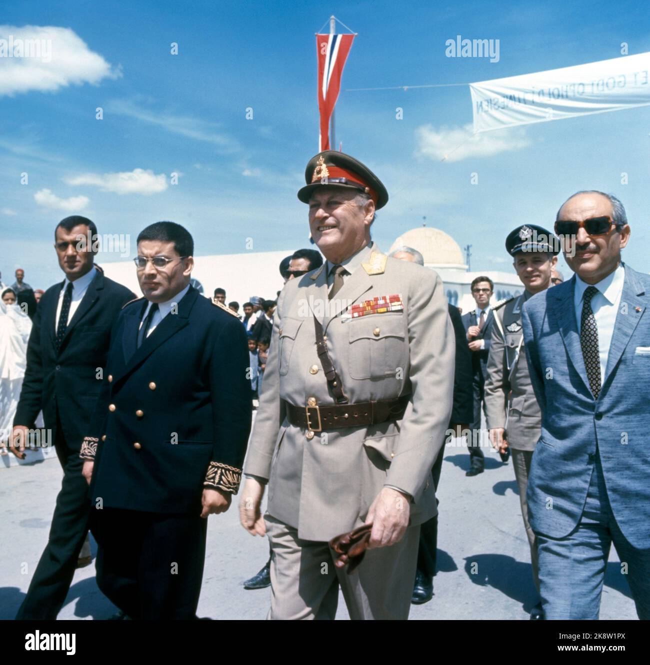 Tunis May 1969. King Olav on an official visit to Tunis.  Photo; Erik Thorberg / NTB / NTB Stock Photo