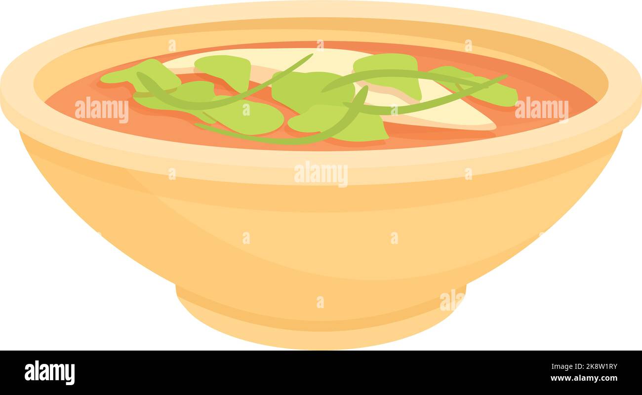 Green soup icon cartoon vector. Japan food. Restaurant menu Stock Vector