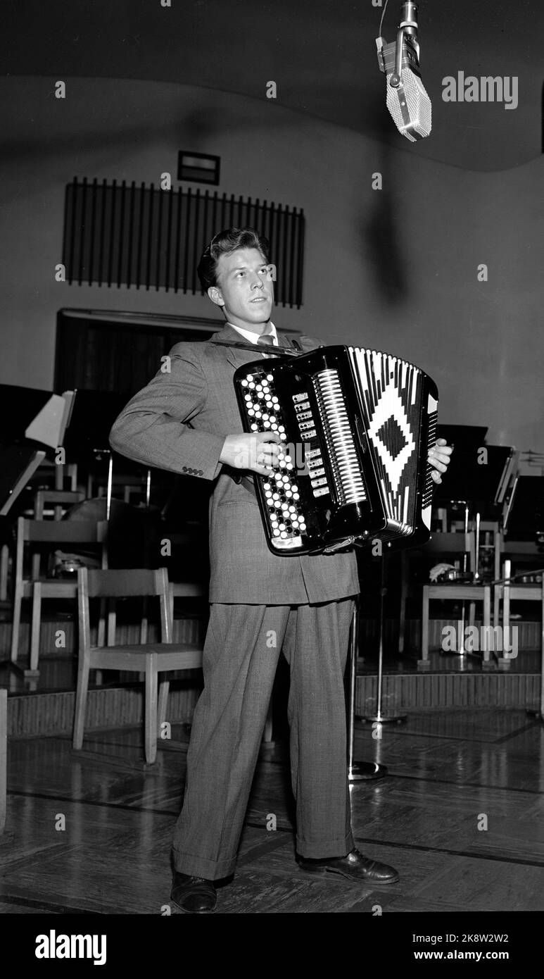 Oslo 19510831 musician arnstein johansen in action on accordion hires