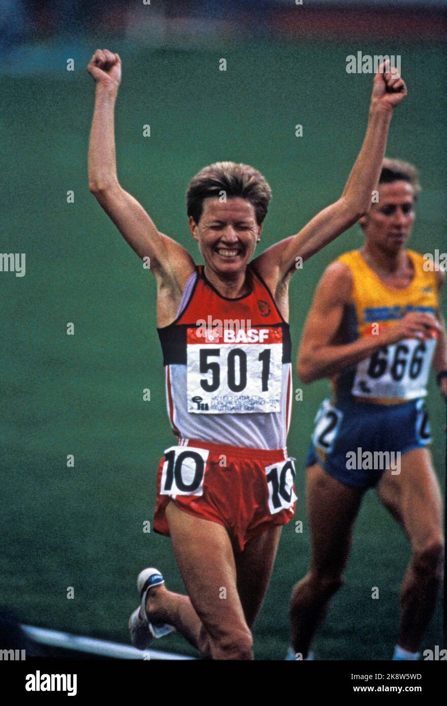 Stuttgart, Germany 1986. Ingrid Kristiansen is in goal that wins on 10,000 m during the European Championships in athletics in Stuttgart. Photo NTB / NTB Stock Photo