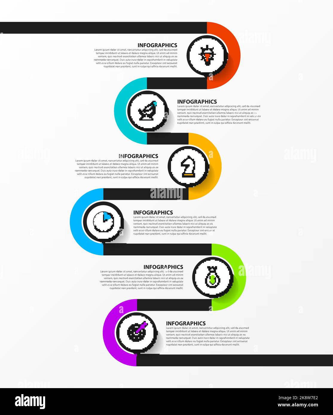 Infographic design template. Timeline concept with 6 steps. Can be used ...
