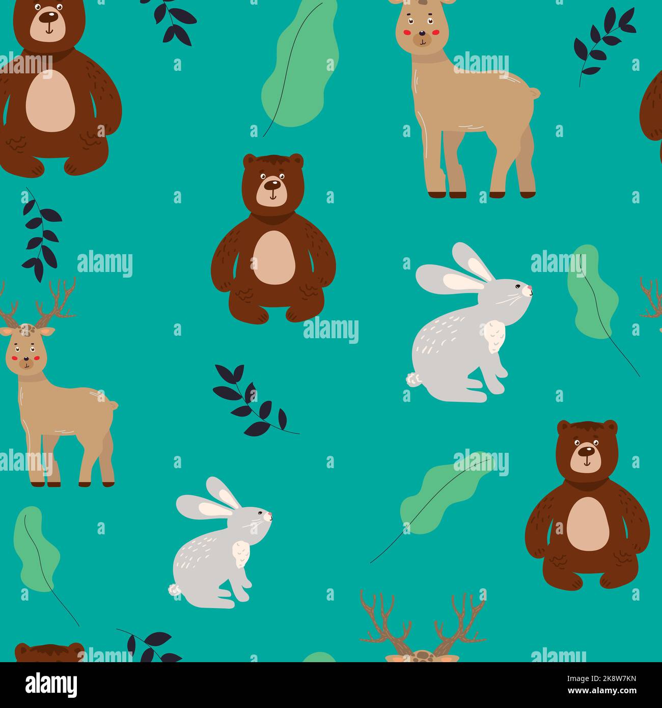 seamless pattern with coloring tropical animals - vector illustration, eps Stock Vector