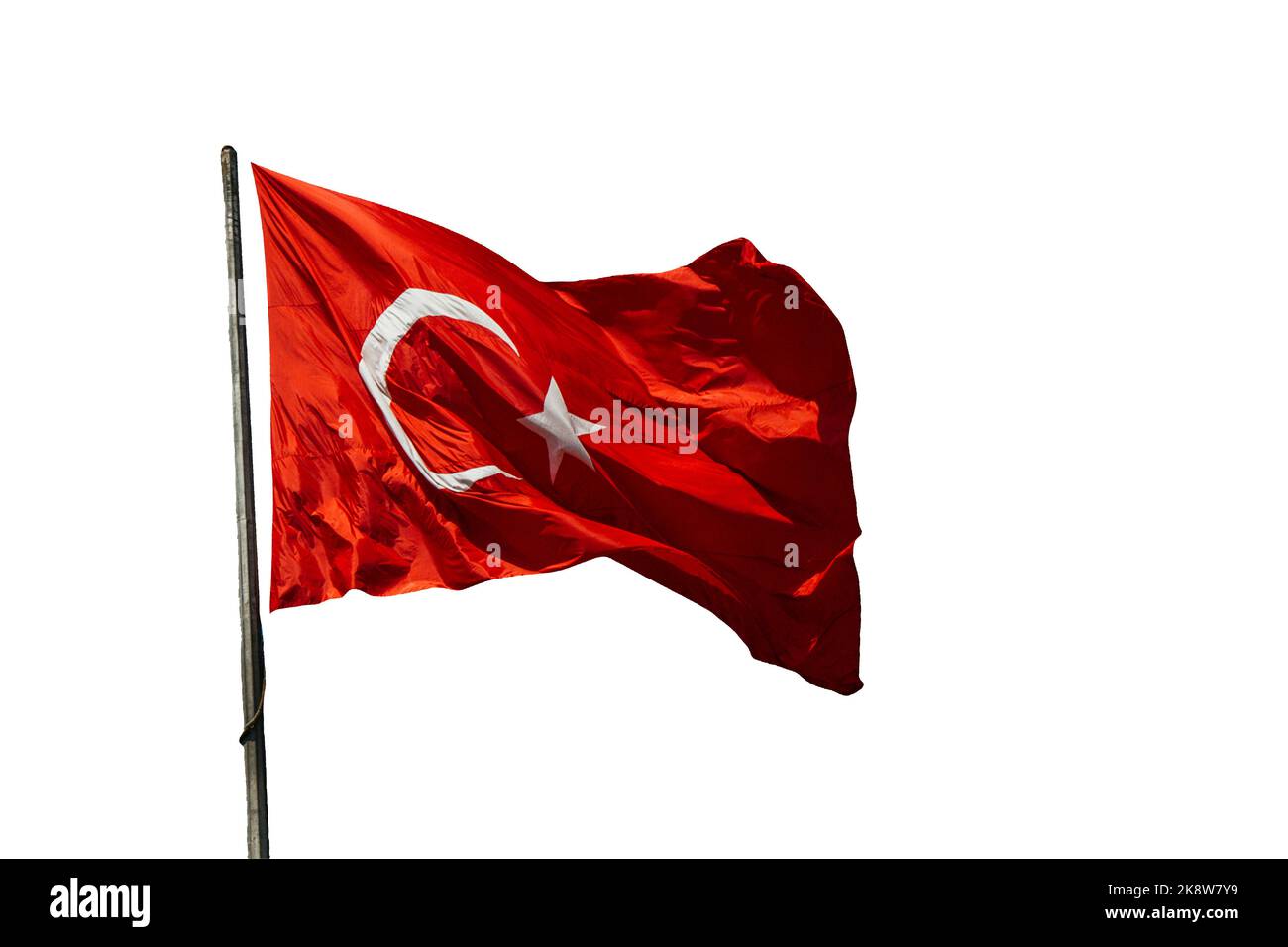 Turkish flags isolated on white backround featuring star and crescent Stock Photo