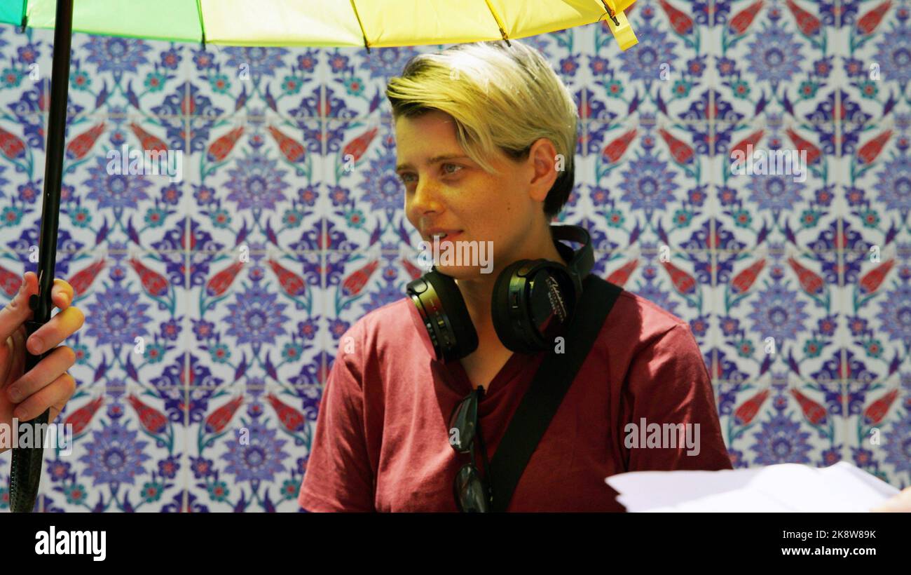 AFTERSUN, director Charlotte Wells, on set, 2022. © A24 / Courtesy