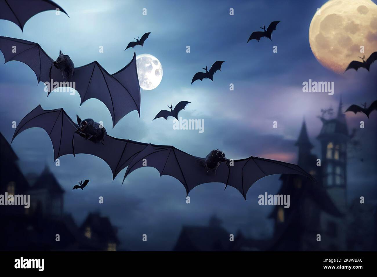 Bats flying at full moon hi-res stock photography and images - Alamy