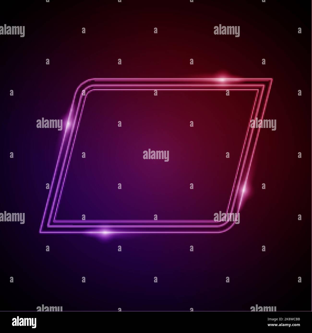 Neon Frame with Glow, and Sparkles. Electronic Luminous Parallelogram ...