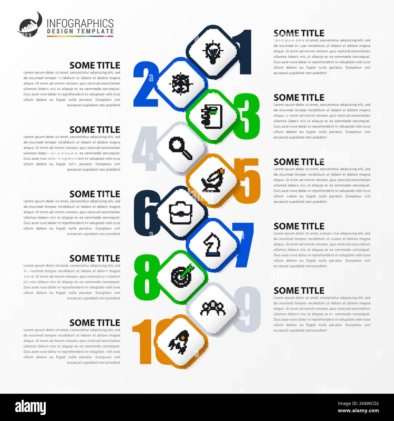 Infographic design template. Timeline concept with 10 steps. Can be ...