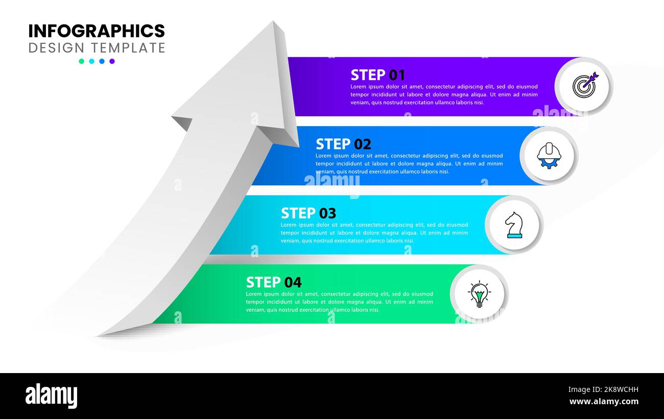 Infographic template with icons and 4 options or steps. Arrow. Can be ...