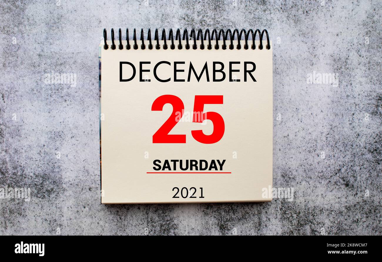 December 25 Calendar on white background 3D illustration Stock Photo