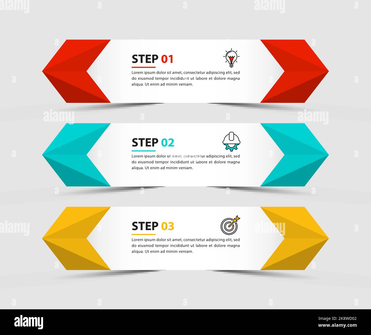 infographic template with 3 steps or options. Banner with arrows. Can ...