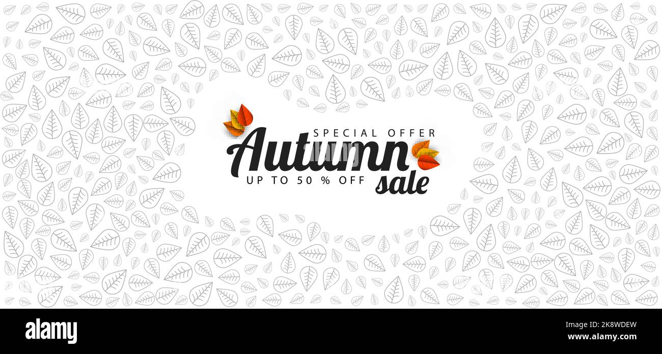 Autumn sale. Background. Banner decorate with fall leaves. Vector