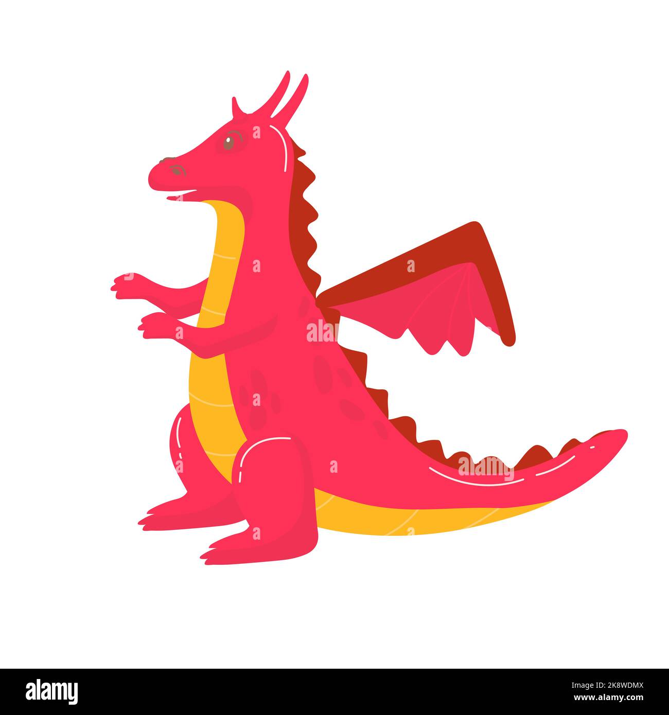 Set of flying and fire-breathing magic dragons out of fairy tales. Scary legendary creatures with wings and fire with smoke out of the mouth, characte Stock Vector