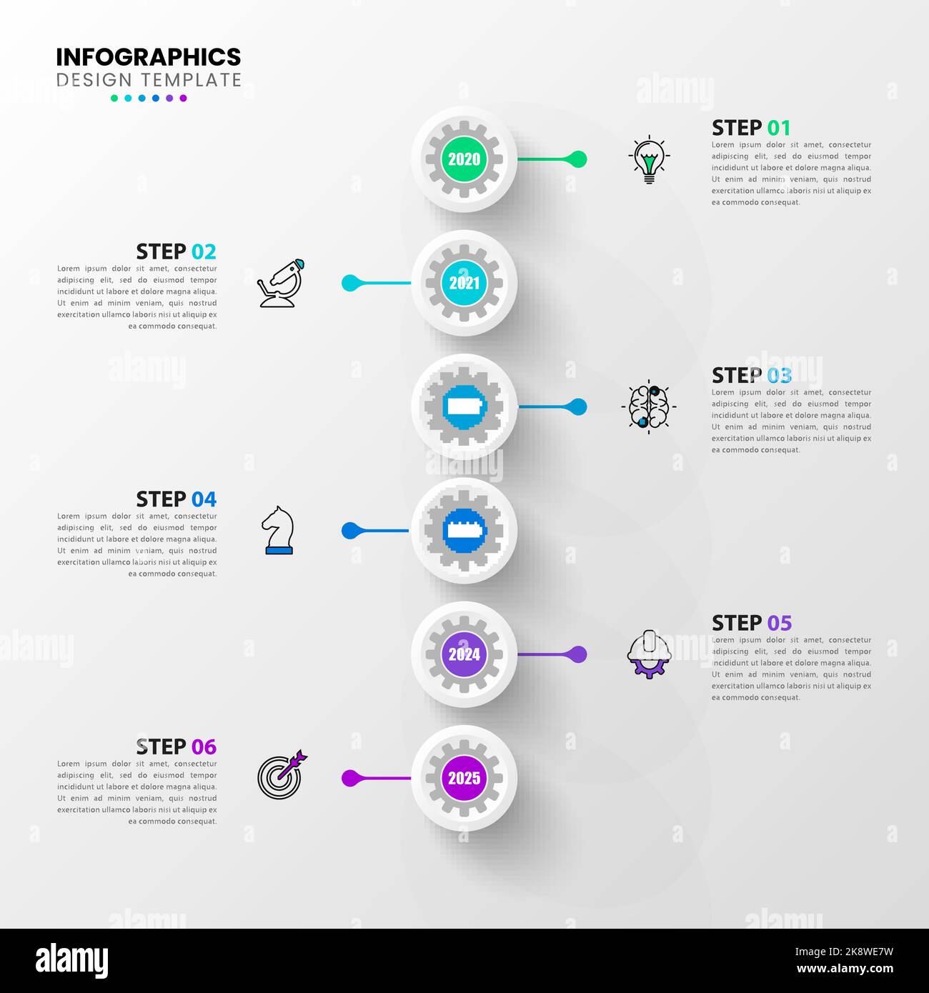 Infographic design template. Timeline concept with 6 steps. Can be used ...