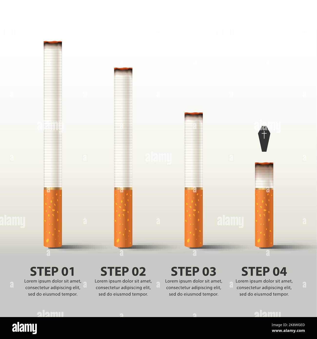 Cigarette concept. Infographic design template. Can be used for workflow layout, diagram, banner, webdesign. Vector illustration Stock Vector