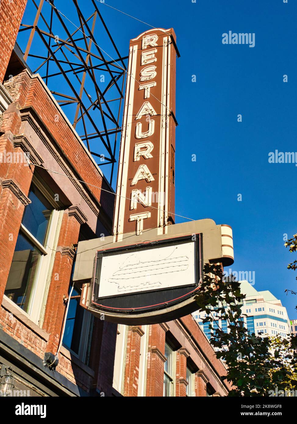 restaurant sign on High St in Columbus Ohio, downtown Stock Photo