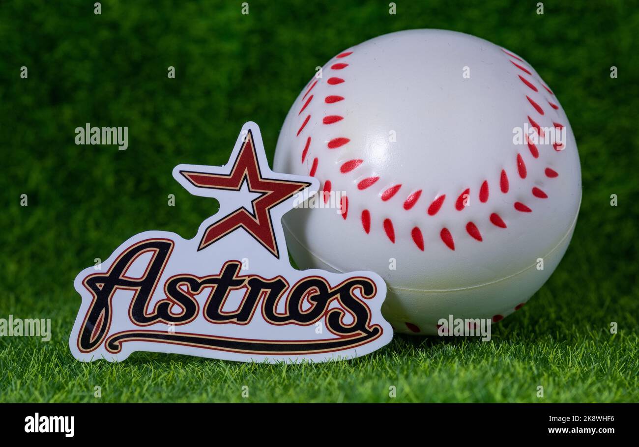 October 25, 2022. New York, USA. 2022 World Series Houston Astros Baseball Club Emblems Stock Photo