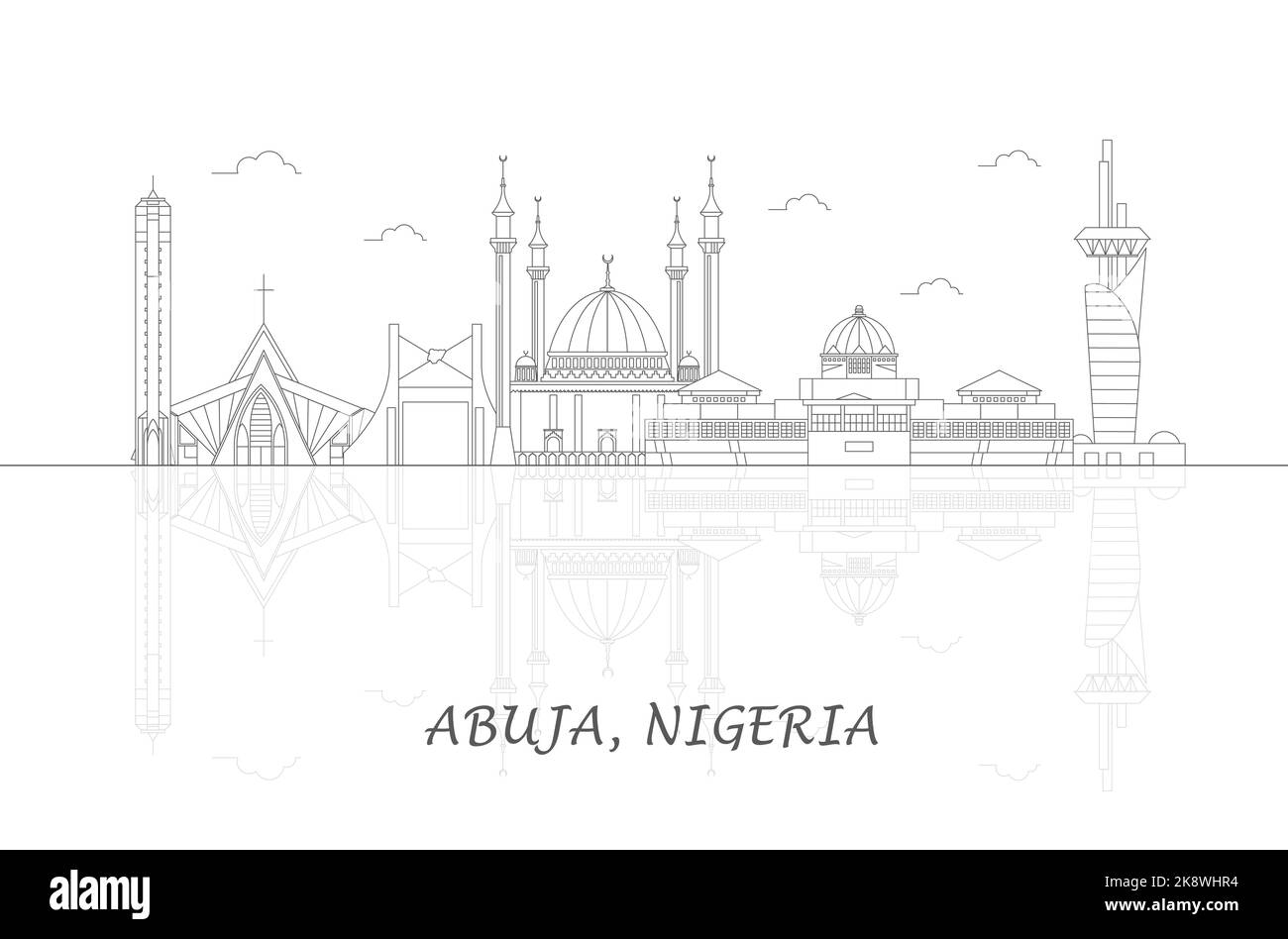 Outline Skyline panorama of city of Abuja, Nigeria vector illustration Stock Vector Image