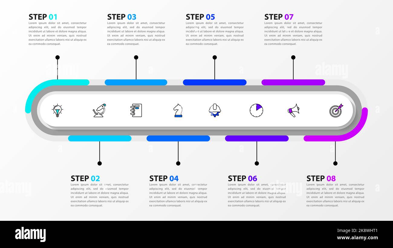 Infographic template with icons and 8 options or steps. Can be used for ...