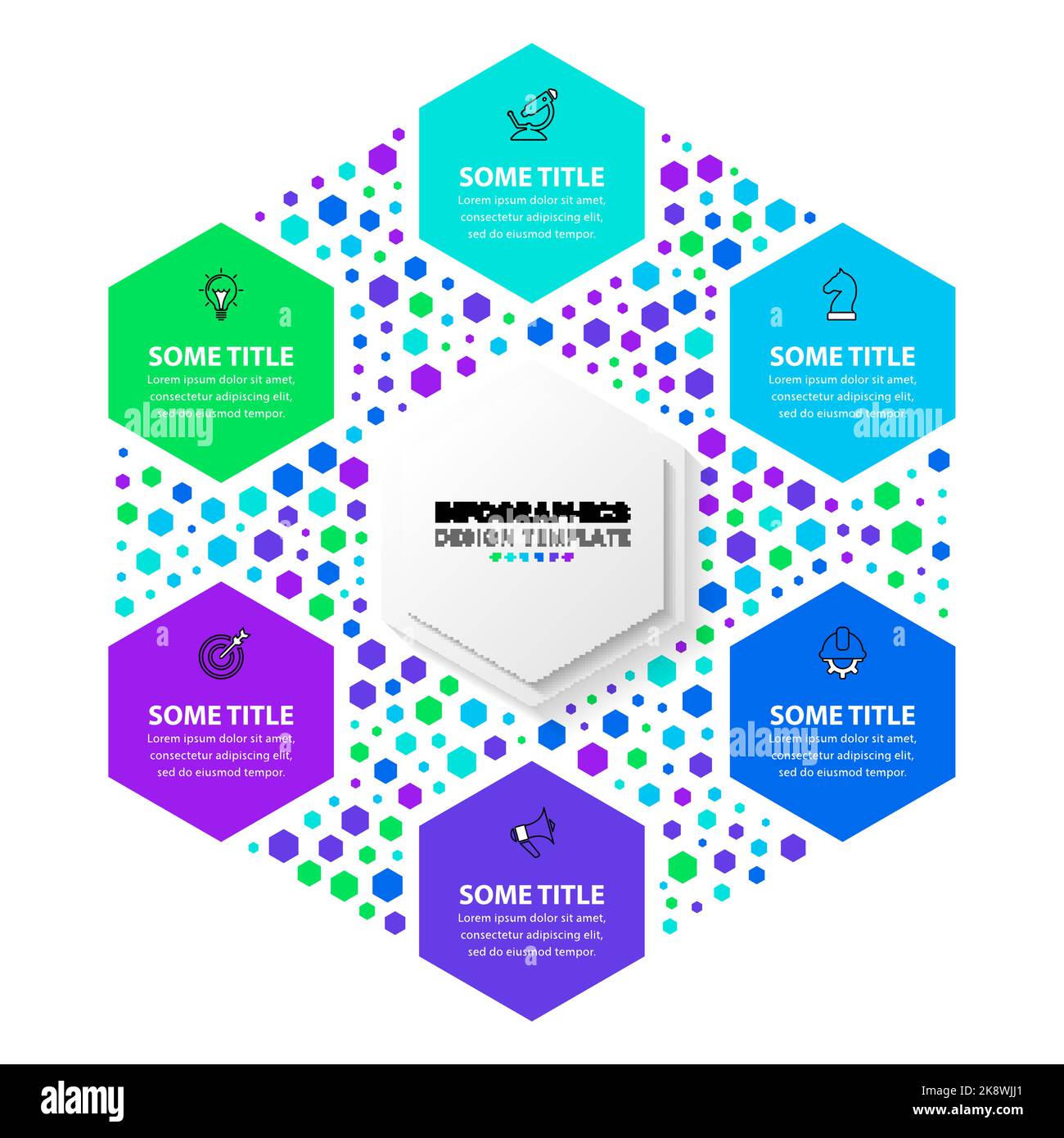Infographic template with icons and 6 options or steps. Hexagon. Can be ...