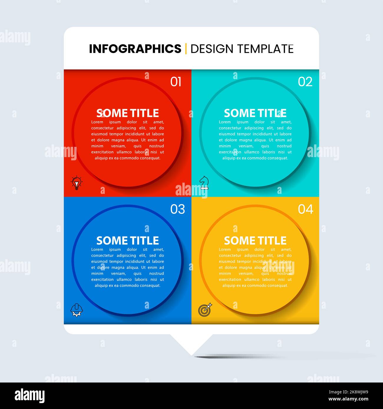 Infographic template with icons and 4 options or steps. Rectangle. Can ...