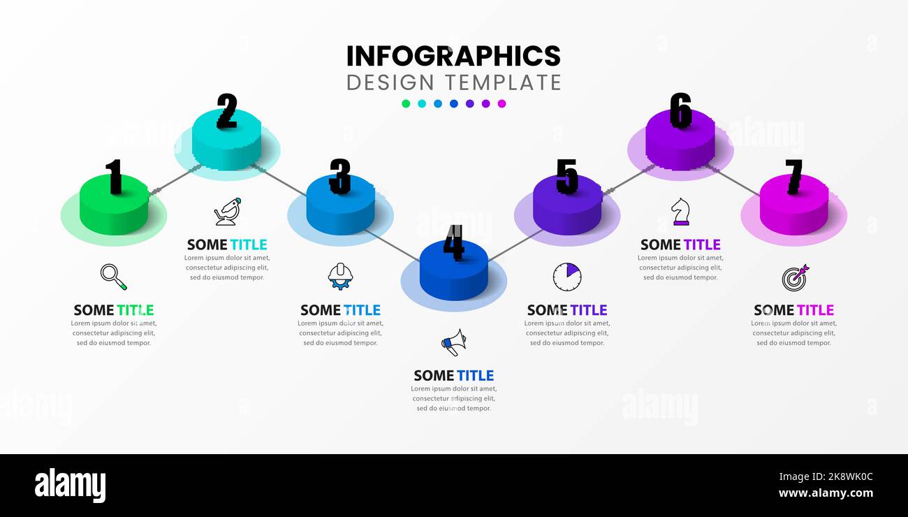 Infographic template with icons and 7 options or steps. Timeline. Can ...